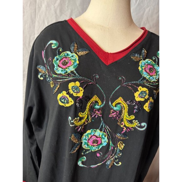 Double D Ranch 2XL Black Tunic Dress Embroidered Boho Hippie Western Mexican - Picture 3 of 15